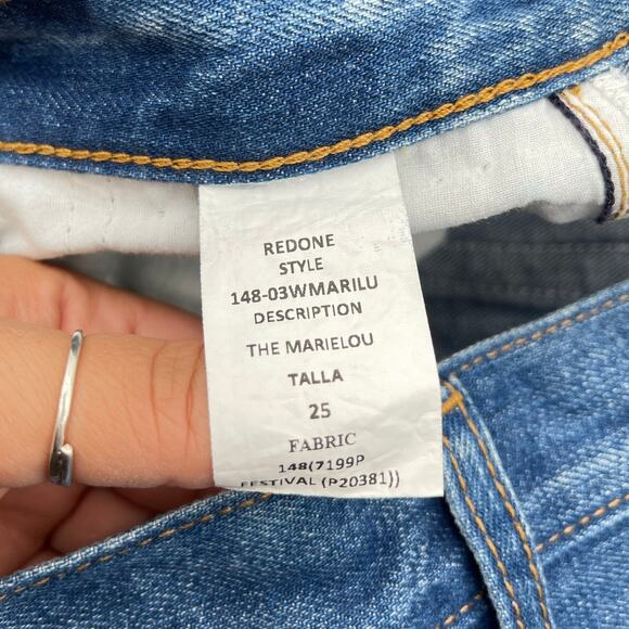 RE/DONE | The Marielou in Viper Blue Full Length 35in Inseam Wide Leg Jeans 25 - Picture 12 of 16